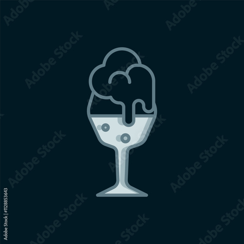Line Glass of beer icon isolated on black background. Flat filled outline style with shadow. Vector