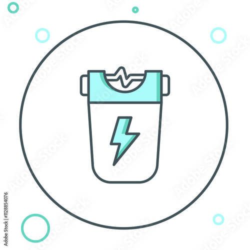 Line Police electric shocker icon isolated on white background. Shocker for protection. Taser is an electric weapon. Colorful outline concept. Vector
