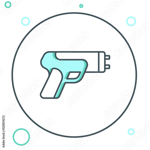 Line Police electric shocker icon isolated on white background. Shocker for protection. Taser is an electric weapon. Colorful outline concept. Vector