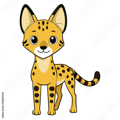 Beautiful Serval color flat vector cartoon flat art illustration 