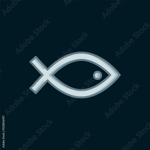 Line Christian fish symbol icon isolated on black background. Jesus fish symbol. Flat filled outline style with shadow. Vector