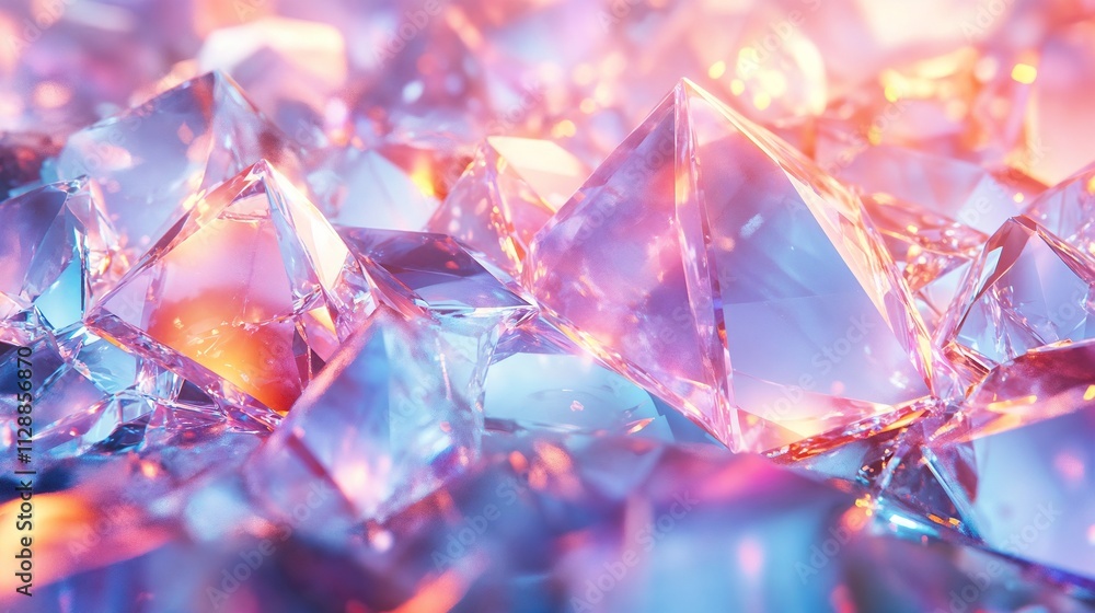 Ethereal Crystal Formation with Inner Luminescence in Pink, Orange and Blue Ethereal Crystal Formation with Inner Luminescence in Pink, Orange and Blue
