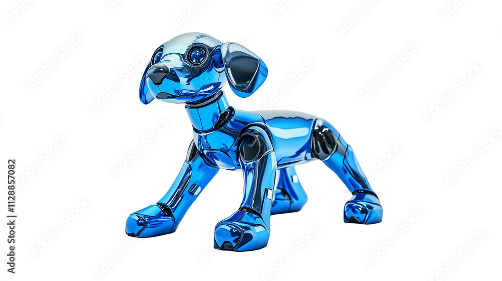 Futuristic robot dog with metallic blue plating isolated on transparent background Futuristic robot dog with metallic blue plating isolated on transparent background