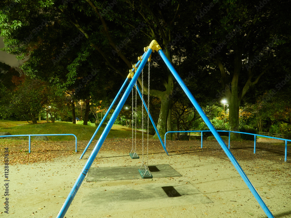 Fototapeta premium 冬の夜の公園の夜景の景色