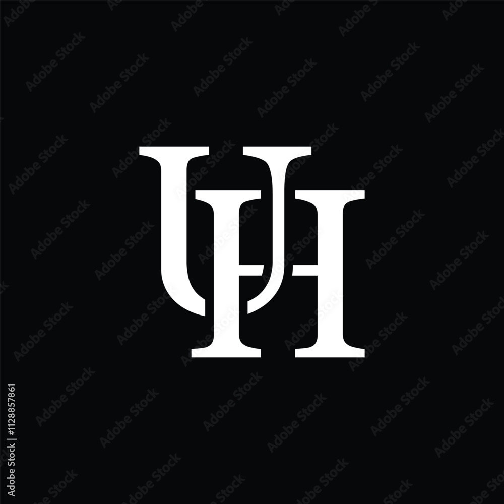 UH letter logo concept isolated on white background. HU Logo