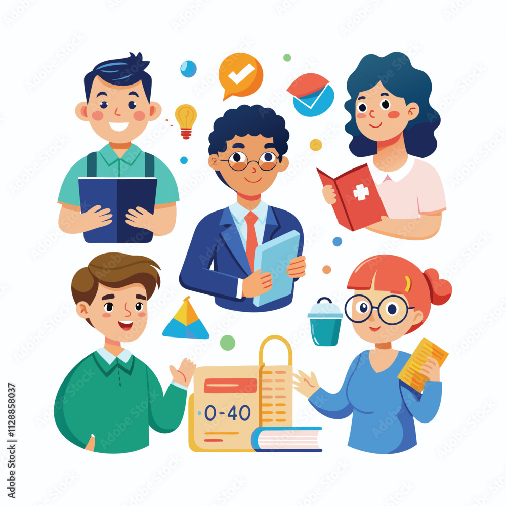 Teacher elements illustration Teacher elements illustration