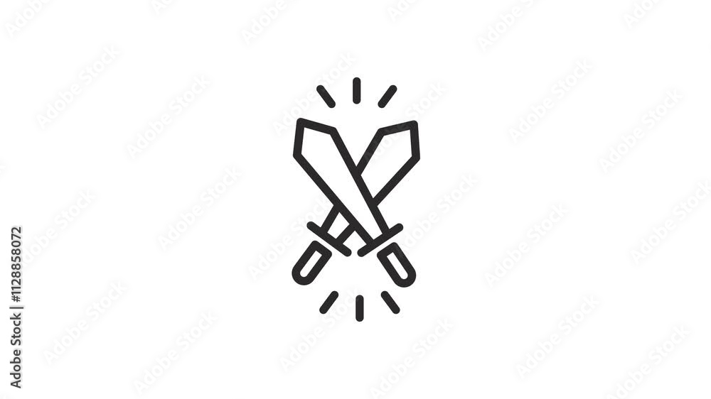 Animated Outline Sword Icon Animated Outline Sword Icon