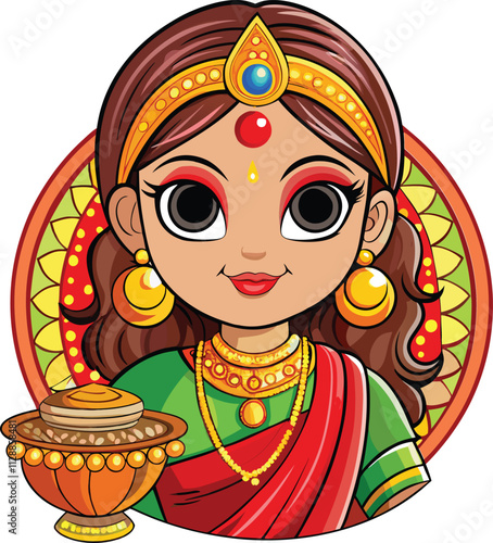 Diwali Traditional Indian Attire Clip Art Vector Design