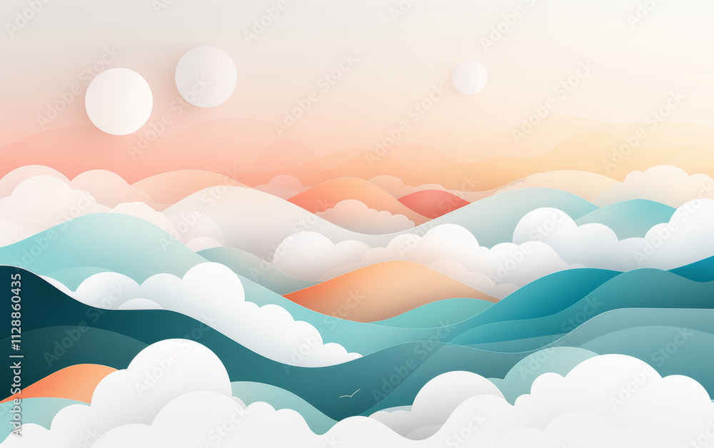 Fototapeta premium Fresh natural scenery art illustration 