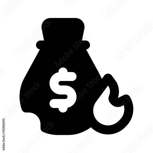 Lost Money Simple Glyph Icon. Single icon, glyph vector icon