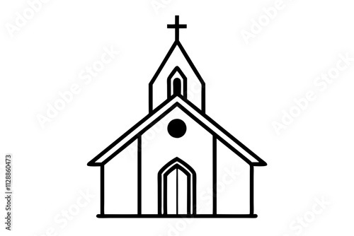 Church Vector Coin Icon on Clean White Background
