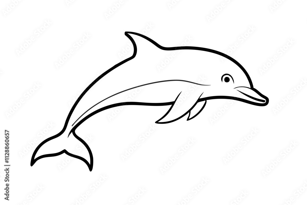 Dolphin Silhouette Icon on Clean White Background Dolphin Silhouette Icon on Clean White Background