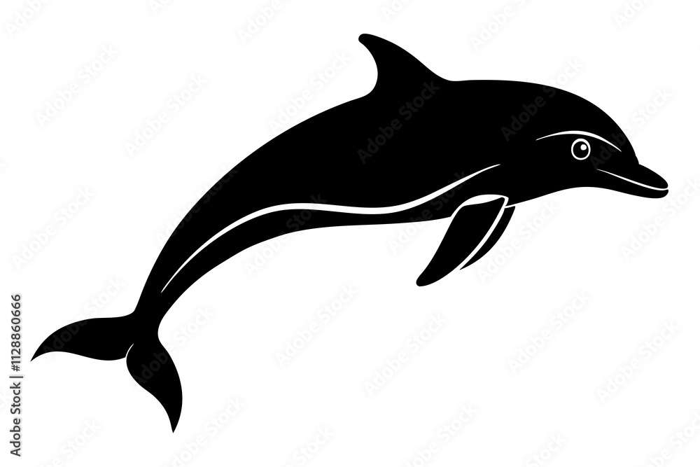 Dolphin Silhouette Icon on Clean White Background Dolphin Silhouette Icon on Clean White Background