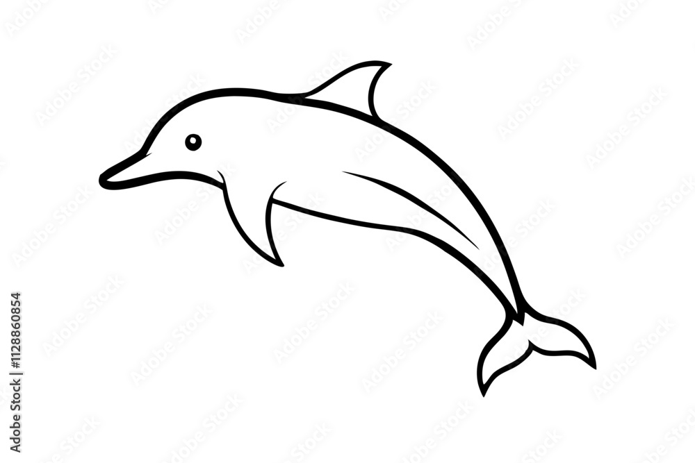 Dolphin Silhouette Icon on Clean White Background Dolphin Silhouette Icon on Clean White Background