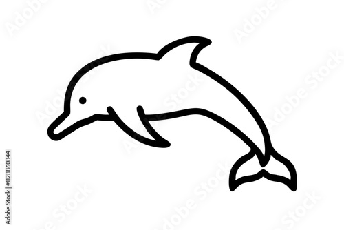 Dolphin Silhouette Icon on Clean White Background photo