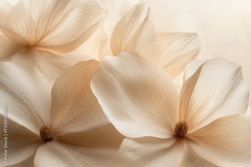 close-up of translucent petals in soft brown tones against an off-white background close-up of translucent petals in soft brown tones against an off-white background