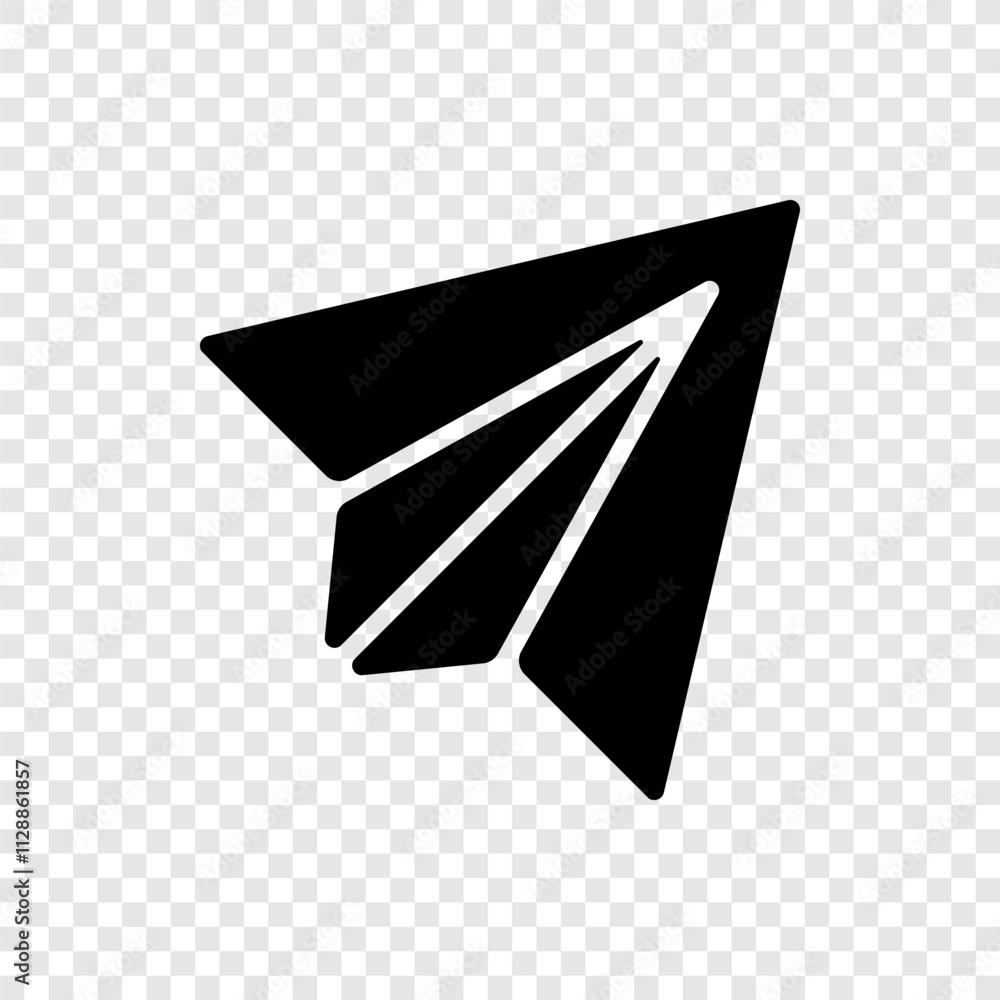 Paper airplane simple icon vector. Flat design. Transparent grid Paper airplane simple icon vector. Flat design. Transparent grid
