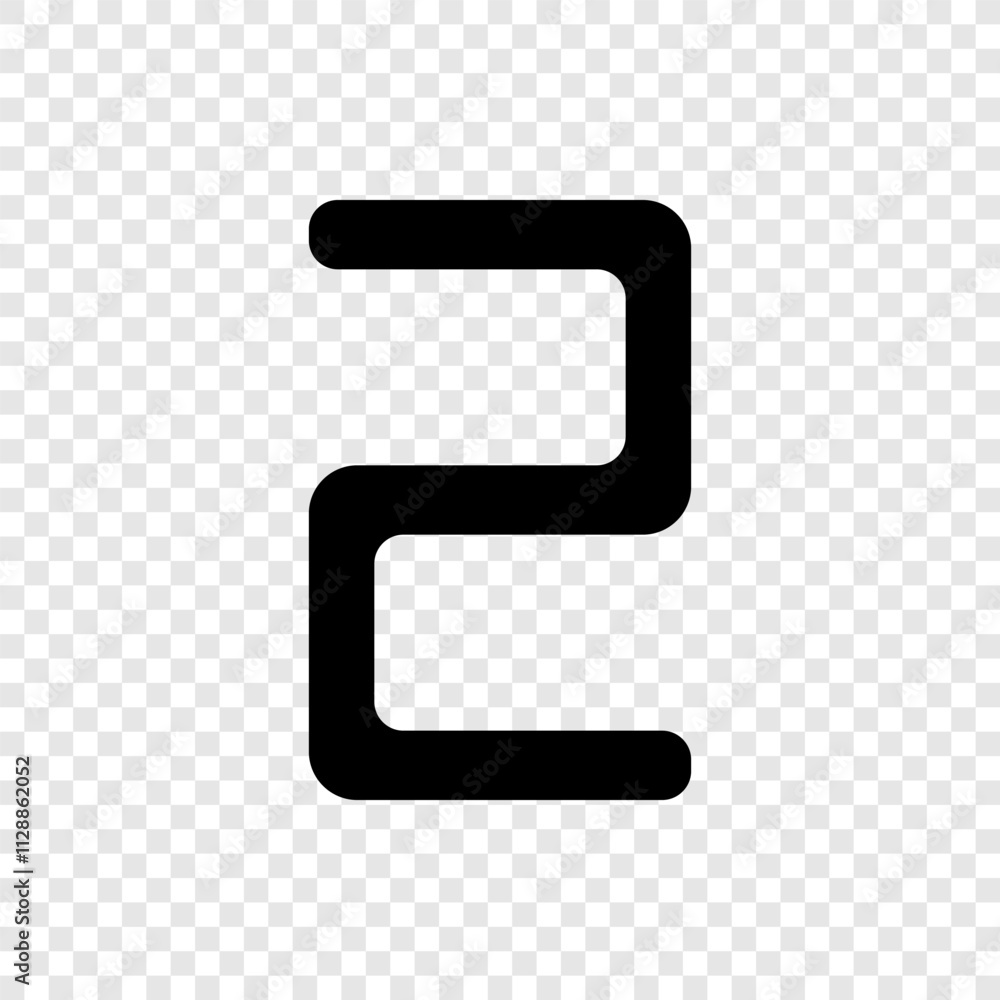 Number two, numeral simple icon vector. Flat design. Transparent grid Number two, numeral simple icon vector. Flat design. Transparent grid