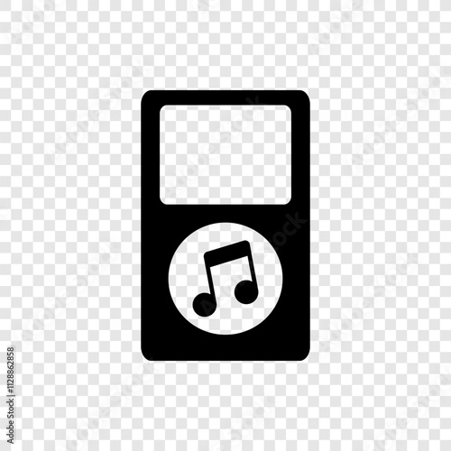 Music player simple icon vector. Flat design. Transparent grid