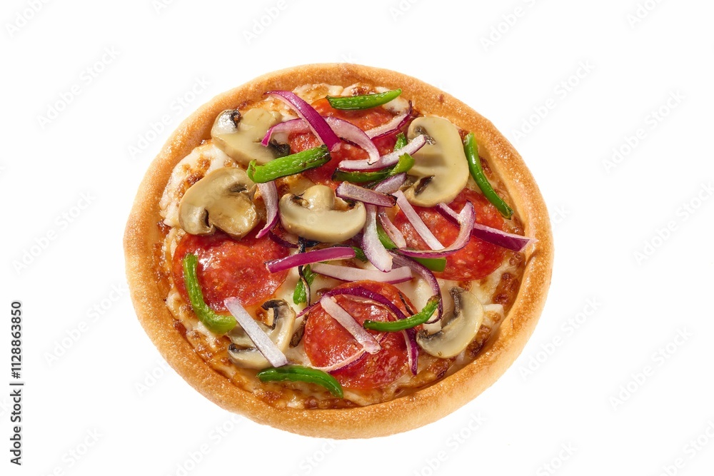 Vegetarian pizza loaded with fresh toppings. Vegetarian pizza loaded with fresh toppings.