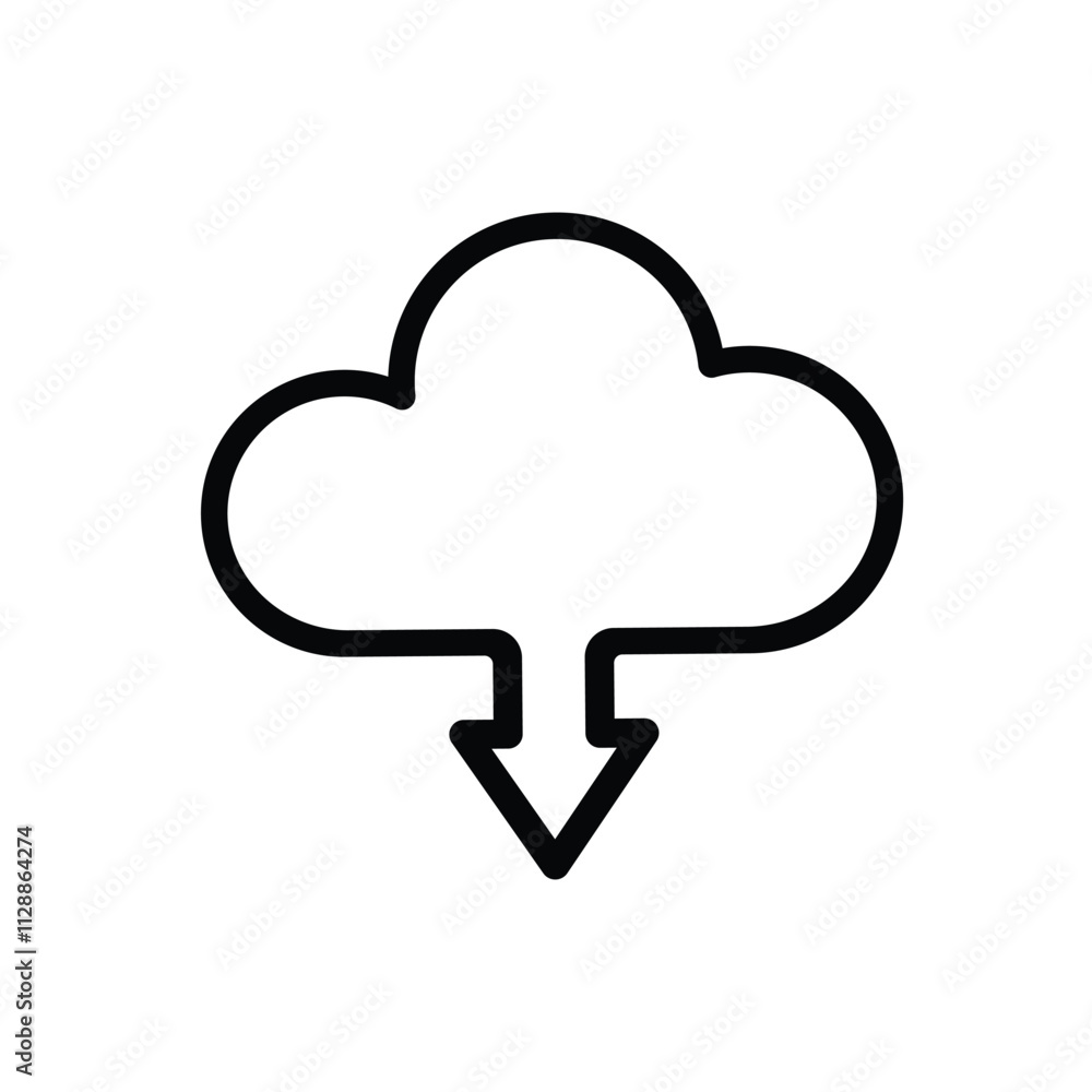 cloud computing. Download icon. data system storage service concept. line design style. vector template design cloud computing. Download icon. data system storage service concept. line design style. vector template design