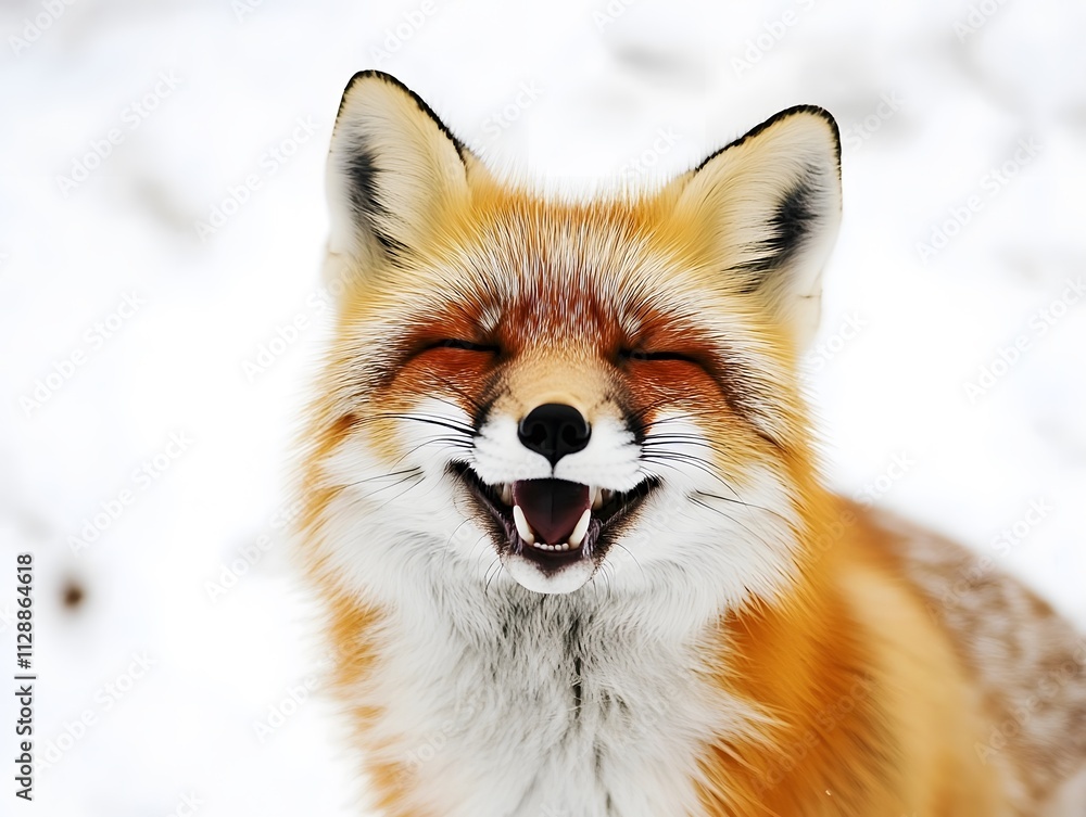 Fototapeta premium Happy Lucky Smiling isolated Playful Fox Wildlife Animal