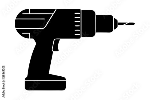 Drill Silhouette Icon on Clean White Background