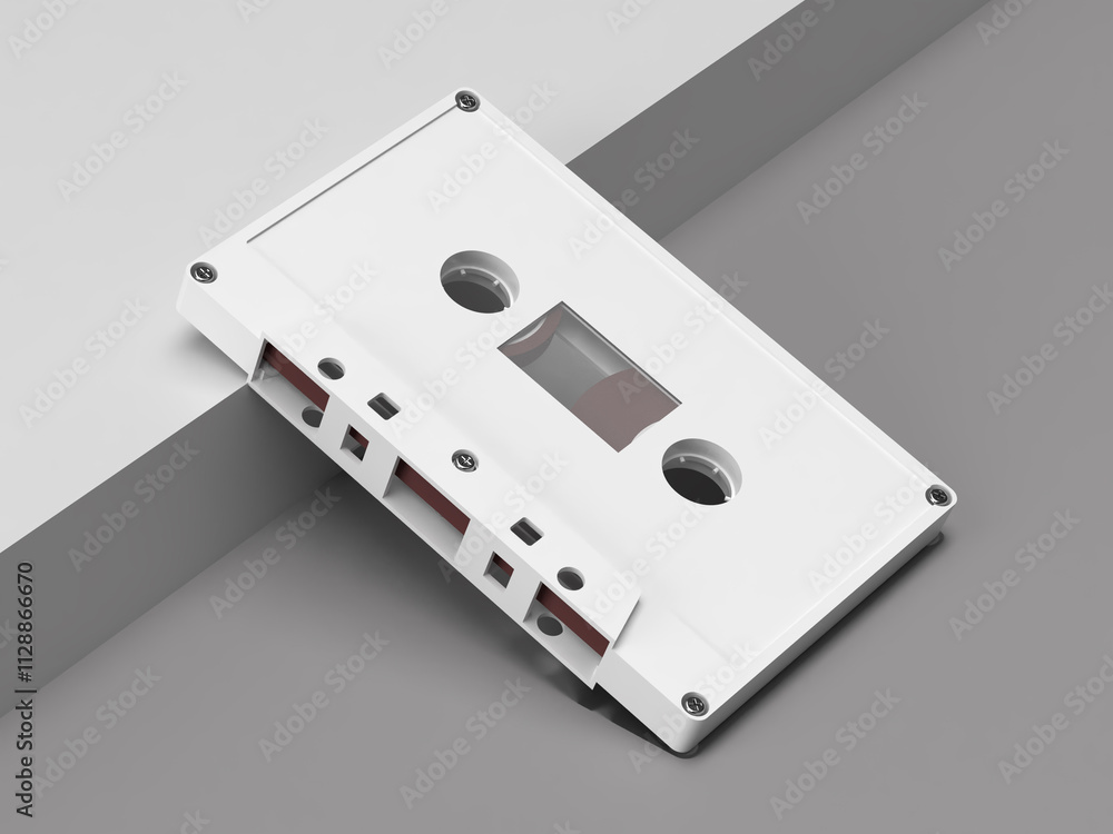 Side Stacked Retro White Cassette Tape Mockup 3D Render Side Stacked Retro White Cassette Tape Mockup 3D Render