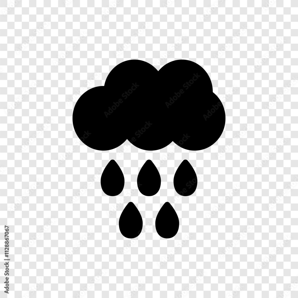 Cloud rain, drops simple icon vector. Flat design. Transparent grid Cloud rain, drops simple icon vector. Flat design. Transparent grid