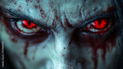 portrait of a evil demonic vampire face