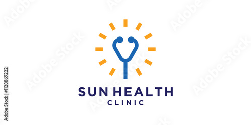 logo design sun health,stethoscope,care,sunrise,sunset,symbol,idea,creative.