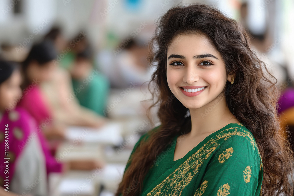 young indian woman factory manager standing confidently young indian woman factory manager standing confidently