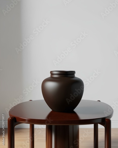 Simple Classic Clay Jar on Empty Room Table