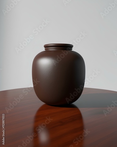 Vintage Clay Jar on Wooden Table - Rustic and Classic Decor
