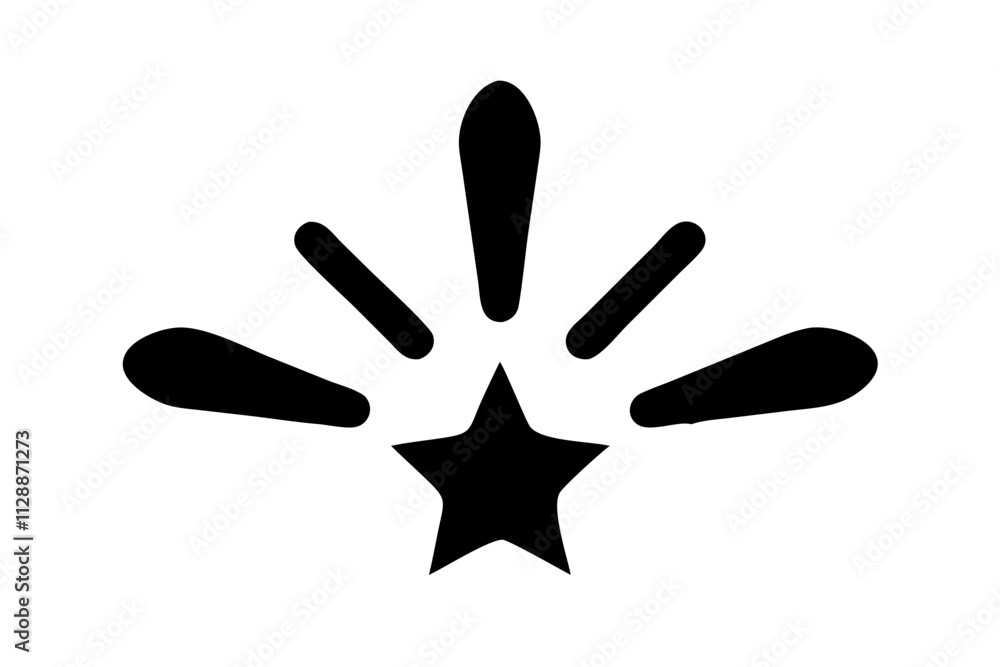 Fireworks Silhouette Icon on White Background Fireworks Silhouette Icon on White Background