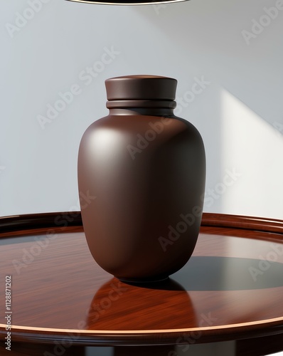 Traditional Pottery Jar on Classic Wooden Table with Vintage Charm