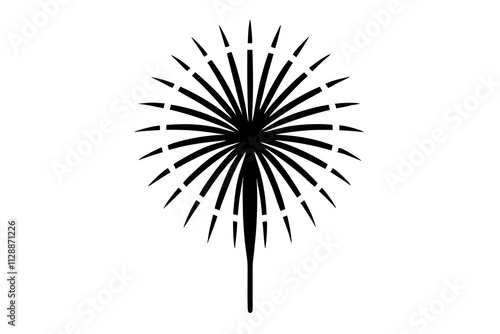 Fireworks Silhouette Icon on White Background