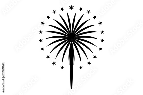 Fireworks Silhouette Icon on White Background