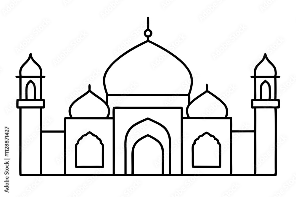Islamic Mosque Silhouette Icon on White Background - Cultural Symbol Islamic Mosque Silhouette Icon on White Background - Cultural Symbol