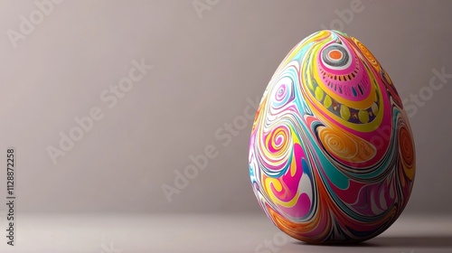 An egg-shaped text box with colorful patterns.