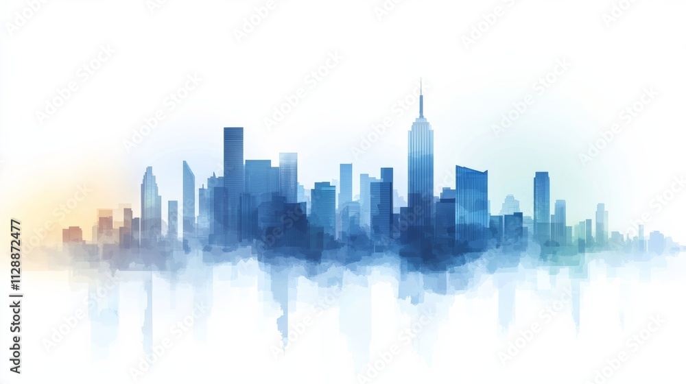 Gradient architecture blueprint of a building in a city skyline background modern urban environment aerial viewpoint Gradient architecture blueprint of a building in a city skyline background modern urban environment aerial viewpoint