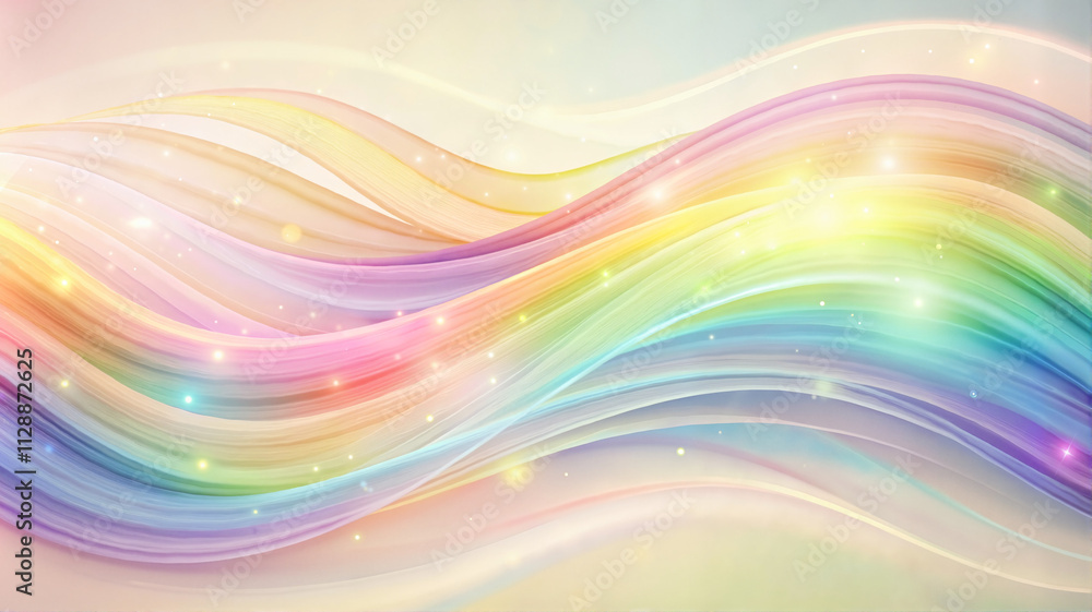 Pastel rainbow waves with glowing light