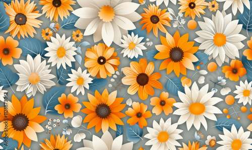 Retro style floral texture art background