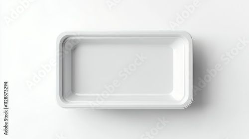 Empty White Rectangular Food Tray