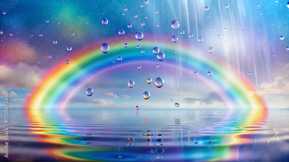 Obraz premium Double rainbow reflection with water ripples