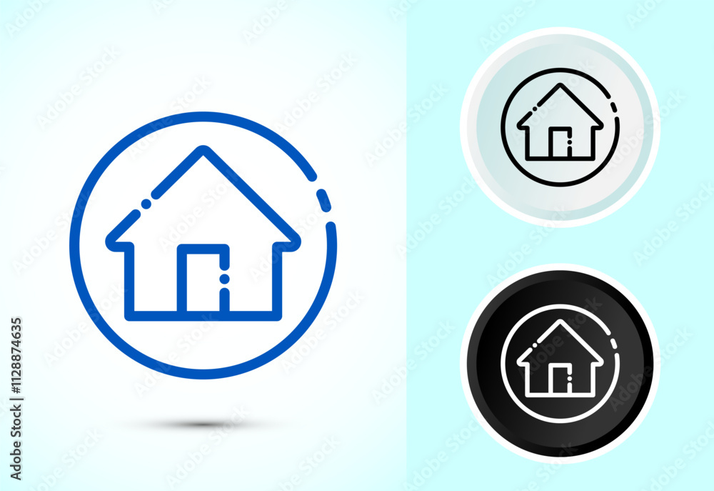 Home icon design illustration, main page icon for mobile and web Home icon design illustration, main page icon for mobile and web