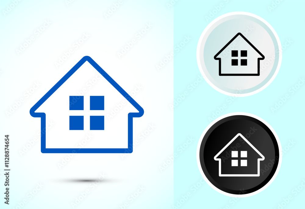 Home icon design illustration, main page icon for mobile and web Home icon design illustration, main page icon for mobile and web