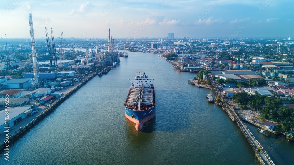oil tanker, gas tanker in the high sea.Refinery Industry cargo ship. top view,aerial view,Thailand, in import export, LPG,oil refinery, Logistics and transportation with working crane bridge in harbor oil tanker, gas tanker in the high sea.Refinery Industry cargo ship. top view,aerial view,Thailand, in import export, LPG,oil refinery, Logistics and transportation with working crane bridge in harbor