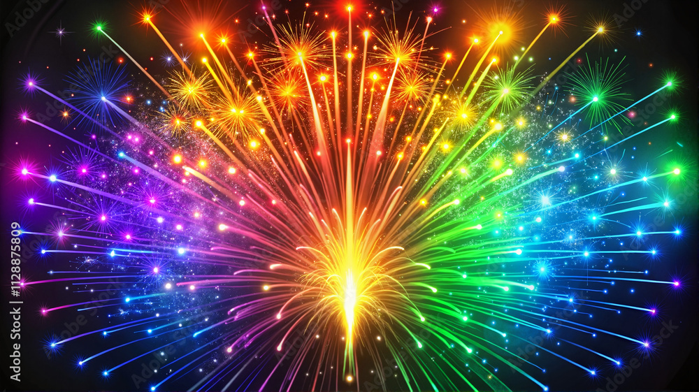 Naklejka premium Vibrant multicolor fireworks burst