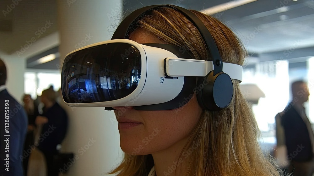 Woman Experiencing Immersive Virtual Reality Woman Experiencing Immersive Virtual Reality